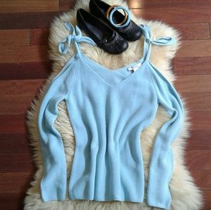 WHBM | Cold Shoulder Sweater Ocean Blue